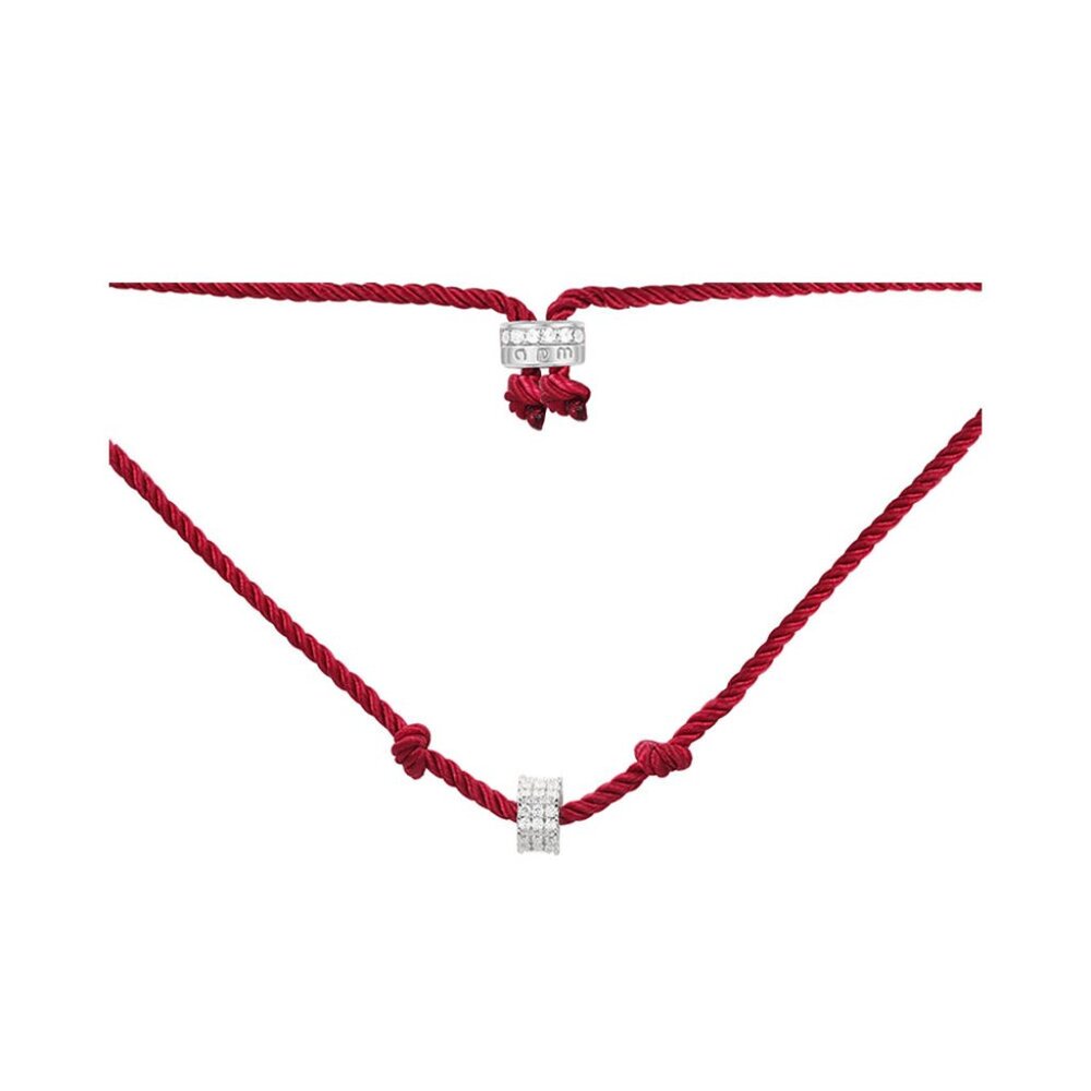 APM Monaco Red adjustable nylon necklace with sliding ring - silver × 1